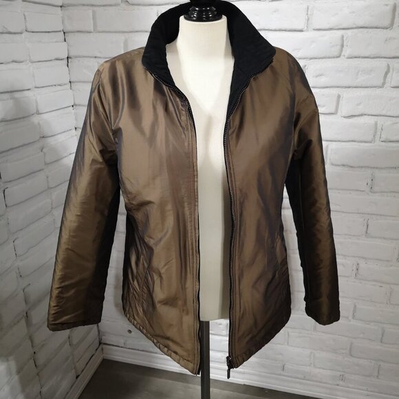 Talbots Ladies Size Medium Reversible Full Zip Black/Bronze Jacket - Picture 11 of 14